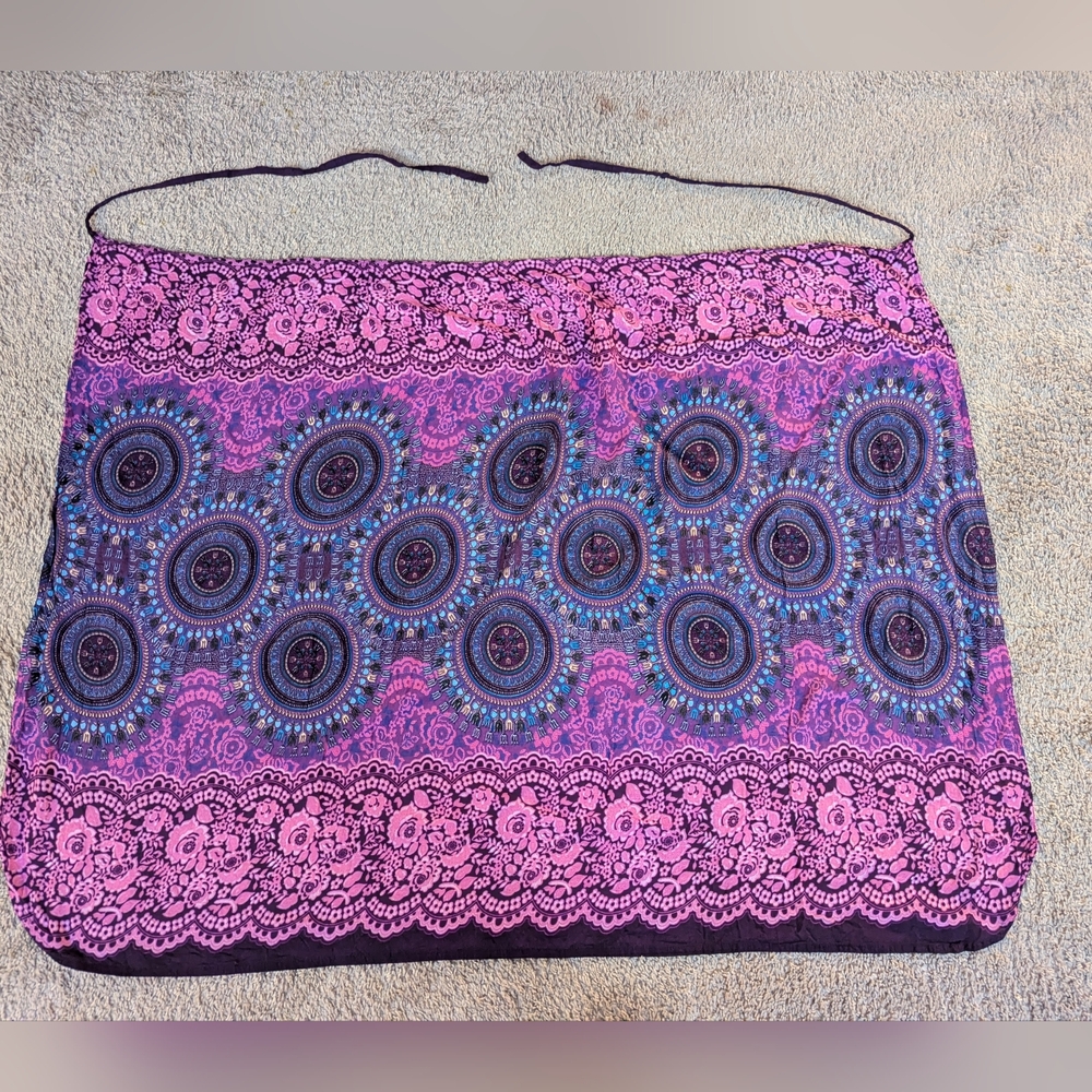 Multicolored Patterned Wrap Around Skirt Cotton L… - image 1